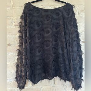 Chic Black Eyelash Blouse
